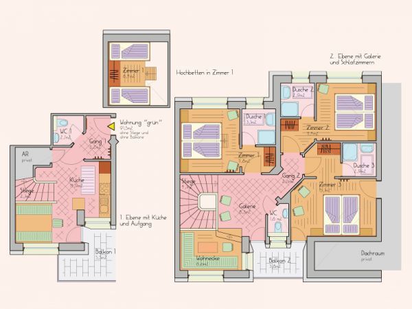 Apartment Beim Brunnen two floors