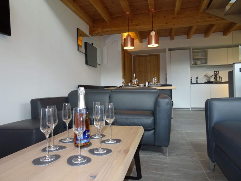 Chalet Caseblanche Susan with wood stove