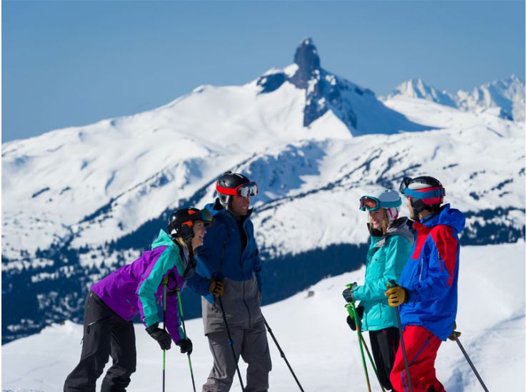 Skiers talking to eachother