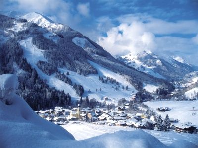 Authentic ski village view
