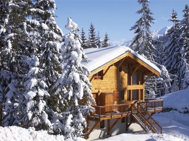 Chalet in snow