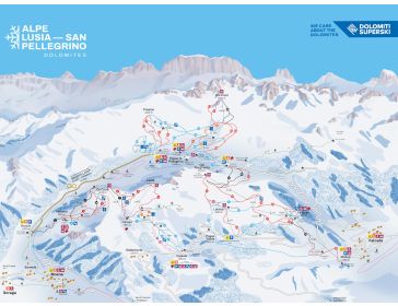 Piste map Dolomites - Alpe Lusia-San Pellegrino