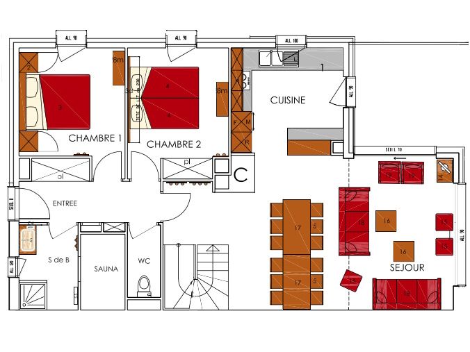 Chalet-apartment Dame Blanche 24 persons (combination 2 x 12) with two saunas